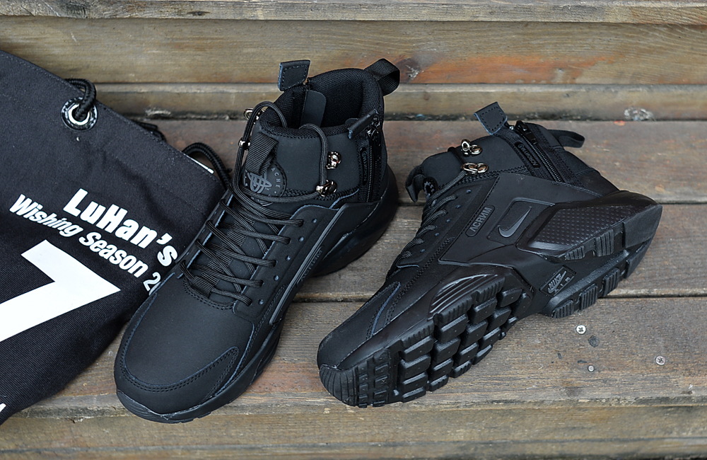 Nike Air Huarache X Acronym City MID Leather All Black Shoes